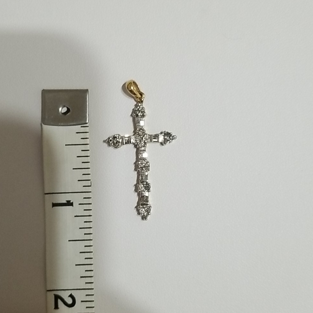10k Gold Diamond Cross Pendant - Picture 4 of 9